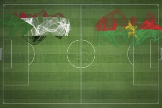 Sudan vs Burkina Faso Soccer Match, national colors, national flags, soccer field, football game,