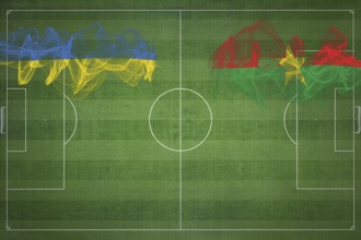 Ukraine vs Burkina Faso Soccer Match, national colors, national flags, soccer field, football game,