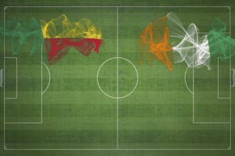 Benin vs Ivory Coast Soccer Match, national colors, national flags, soccer field, football game,