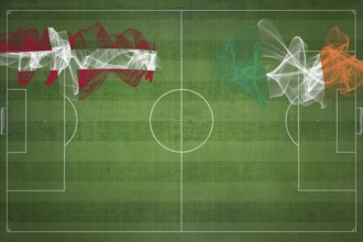 Denmark vs Ireland Soccer Match, national colors, national flags, soccer field, football game,