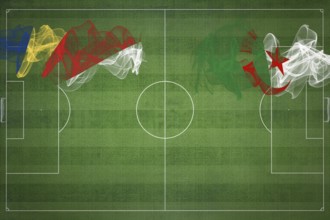 Seychelles vs Algeria Soccer Match, national colors, national flags, soccer field, football game,