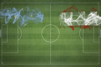 Micronesia vs Austria Soccer Match, national colors, national flags, soccer field, football game,
