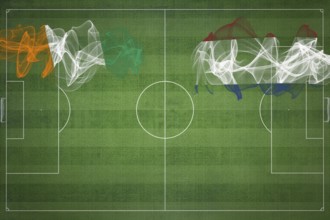 Ivory Coast vs Netherlands Soccer Match, national colors, national flags, soccer field, football