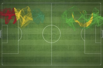 Guinea vs Mauritania Soccer Match, national colors, national flags, soccer field, football game,