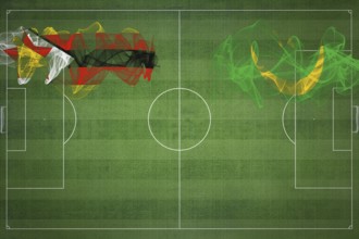 Zimbabwe vs Mauritania Soccer Match, national colors, national flags, soccer field, football game,