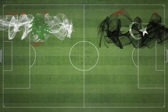 Lebanon vs Libya Soccer Match, national colors, national flags, soccer field, football game,