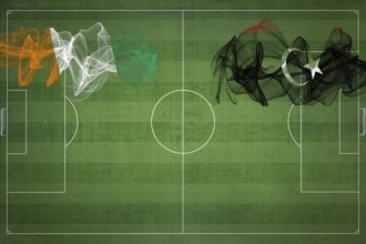 Ivory Coast vs Libya Soccer Match, national colors, national flags, soccer field, football game,