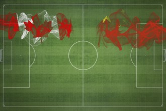 Canada vs China Soccer Match, national colors, national flags, soccer field, football game,