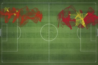 China vs Vietnam Soccer Match, national colors, national flags, soccer field, football game,