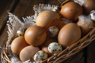 Fresh eggs straight from the farm in a basket