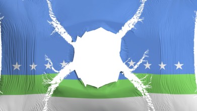 San Jose city, capital of Costa Rica flag with a hole, white background, 3d rendering