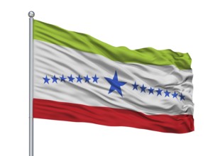 Sibate City Flag On Flagpole, Country Colombia, Cundinamarca Department, Isolated On White