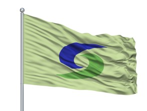 Sanuki City Flag On Flagpole, Country Japan, Kagawa Prefecture, Isolated On White Background