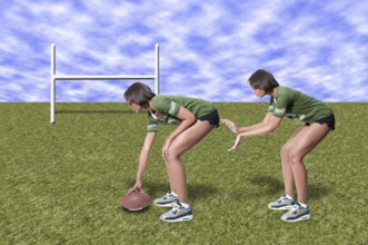Beautiful black African American woman playing football