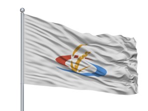 Minamiuonuma City Flag On Flagpole, Country Japan, Niigata Prefecture, Isolated On White Background