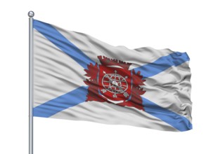 Rio De Janeiro City Flag On Flagpole, Country Brasil, Isolated On White Background, 3D Rendering