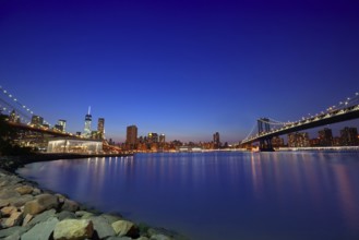 Brooklyn Bridge and Manhattan bridges sunset New York Manhattan NY NYC USA