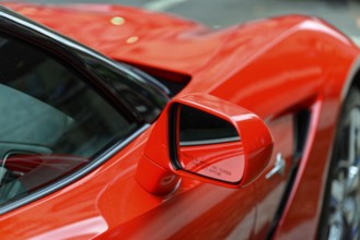 Red Corvette, Manhattan, New York City, New York, USA, North America, Red car with close focus on