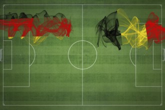 Germany vs Belgium Soccer Match, national colors, national flags, soccer field, football game,