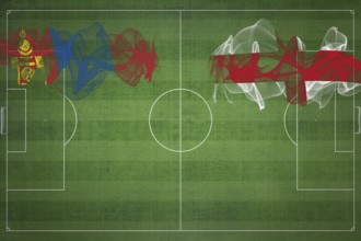 Mongolia vs England Soccer Match, national colors, national flags, soccer field, football game,