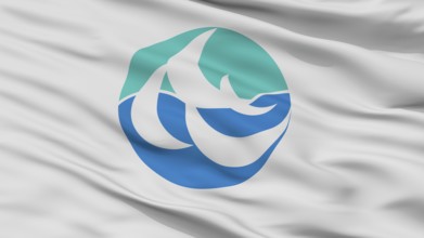 Shunan City Flag, Country Japan, Yamaguchi Prefecture, Closeup View, 3D Rendering