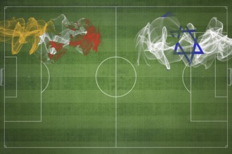Bhutan vs Israel Soccer Match, national colors, national flags, soccer field, football game,