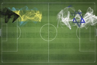 Bahamas vs Israel Soccer Match, national colors, national flags, soccer field, football game,