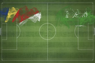 Seychelles vs Saudi Arabia Soccer Match, national colors, national flags, soccer field, football