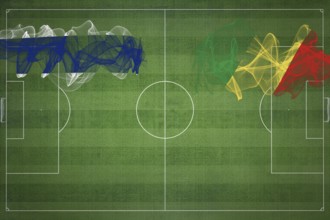 Thailand vs Congo Soccer Match, national colors, national flags, soccer field, football game,