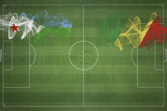 Djibouti vs Congo Soccer Match, national colors, national flags, soccer field, football game,