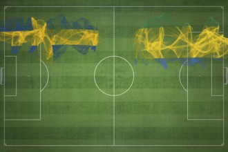 Sweden vs Gabon Soccer Match, national colors, national flags, soccer field, football game,