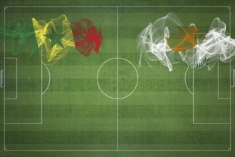 Senegal vs Cyprus Soccer Match, national colors, national flags, soccer field, football game,