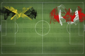 Jamaica vs Canada Soccer Match, national colors, national flags, soccer field, football game,