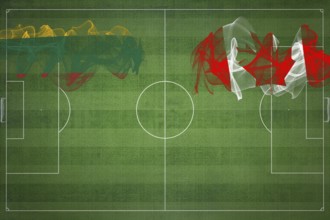 Lithuania vs Canada Soccer Match, national colors, national flags, soccer field, football game,