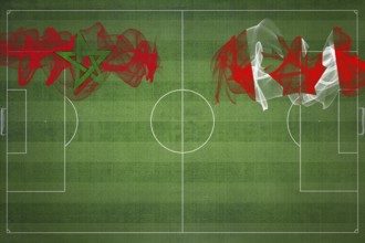 Morocco vs Canada Soccer Match, national colors, national flags, soccer field, football game,