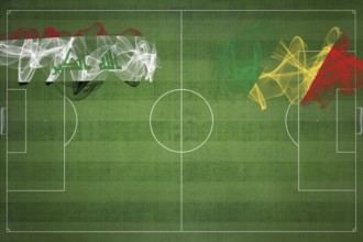 Iraq vs Congo Soccer Match, national colors, national flags, soccer field, football game,