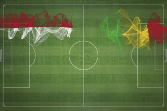 Indonesia vs Mali Soccer Match, national colors, national flags, soccer field, football game,
