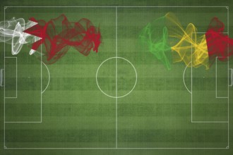 Bahrain vs Mali Soccer Match, national colors, national flags, soccer field, football game,