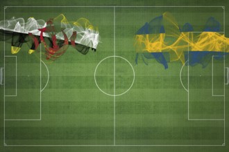Brunei vs Sweden Soccer Match, national colors, national flags, soccer field, football game,
