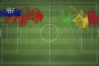 Taiwan vs Mali Soccer Match, national colors, national flags, soccer field, football game,