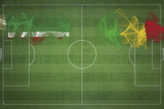Chechnya vs Mali Soccer Match, national colors, national flags, soccer field, football game,
