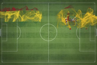 Bolivia vs Spain Soccer Match, national colors, national flags, soccer field, football game,