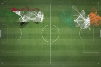 Sudan vs Ireland Soccer Match, national colors, national flags, soccer field, football game,