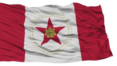 Isolated Birmingham City Flag, City of Alabama State, Waving on White Background, High Resolution