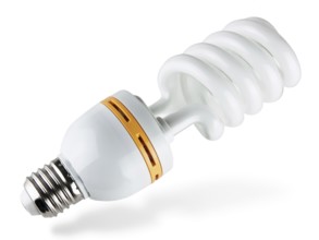 Economic light bulb over the white background