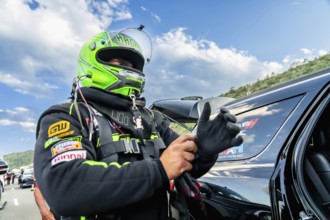NHRA driver, Matt Hagan, prepares to qualify for the Dodge Power Brokers NHRA Mile-High Nationals