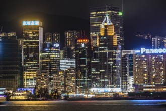 Hong Kong night view seen from the Victoria Harbor. Shooting Location: Hong Kong Special