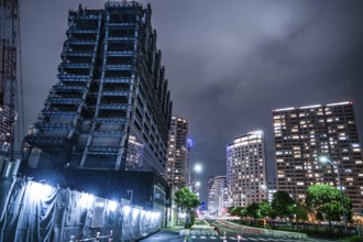 High-rise building construction site of the Yokohama Minato Mirai. Shooting Location: Yokohama-city