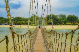 Suspension bridge of Singapore Sentosa Island. Shooting Location: Singapore