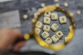 Block of alphabet studded on the floor. Shooting Location: Tokyo metropolitan area